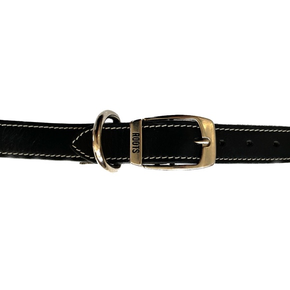 Roots Brown Leather Belt Youth Kids Size 26 Silver Tone Buckle Extra Hole Added - Picture 3 of 4